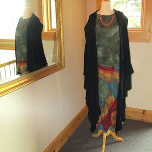 SZ 6 Artsy Dorothy Schoelen Platinum Top & Skirt with Mission Canyon Duster